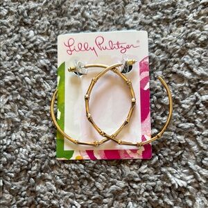 Lilly Pulitzer Gold Metallic Twilight Bamboo Hoop Earrings